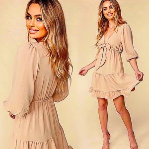 ✨HOST PICK✨LAST ONE!! Lavishly Made Creamy Beige Boho Babydoll Dress